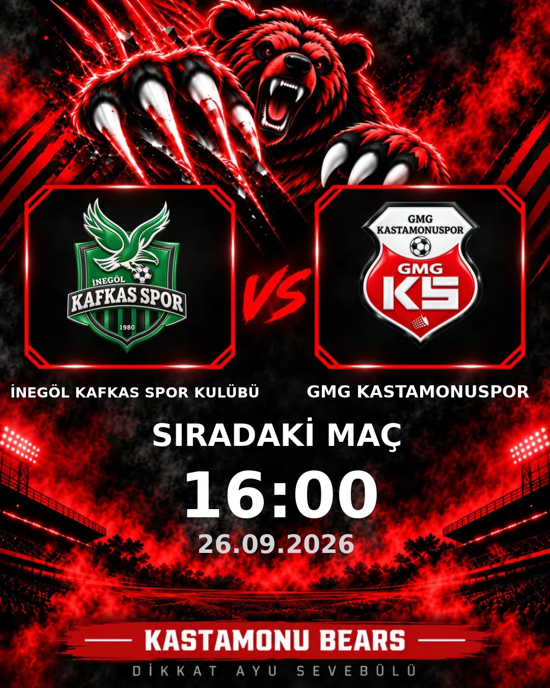 GMG Kastamonuspor’un İnegöl Kafkas Spor Kulübü maçı ilk 11’i belli oldu