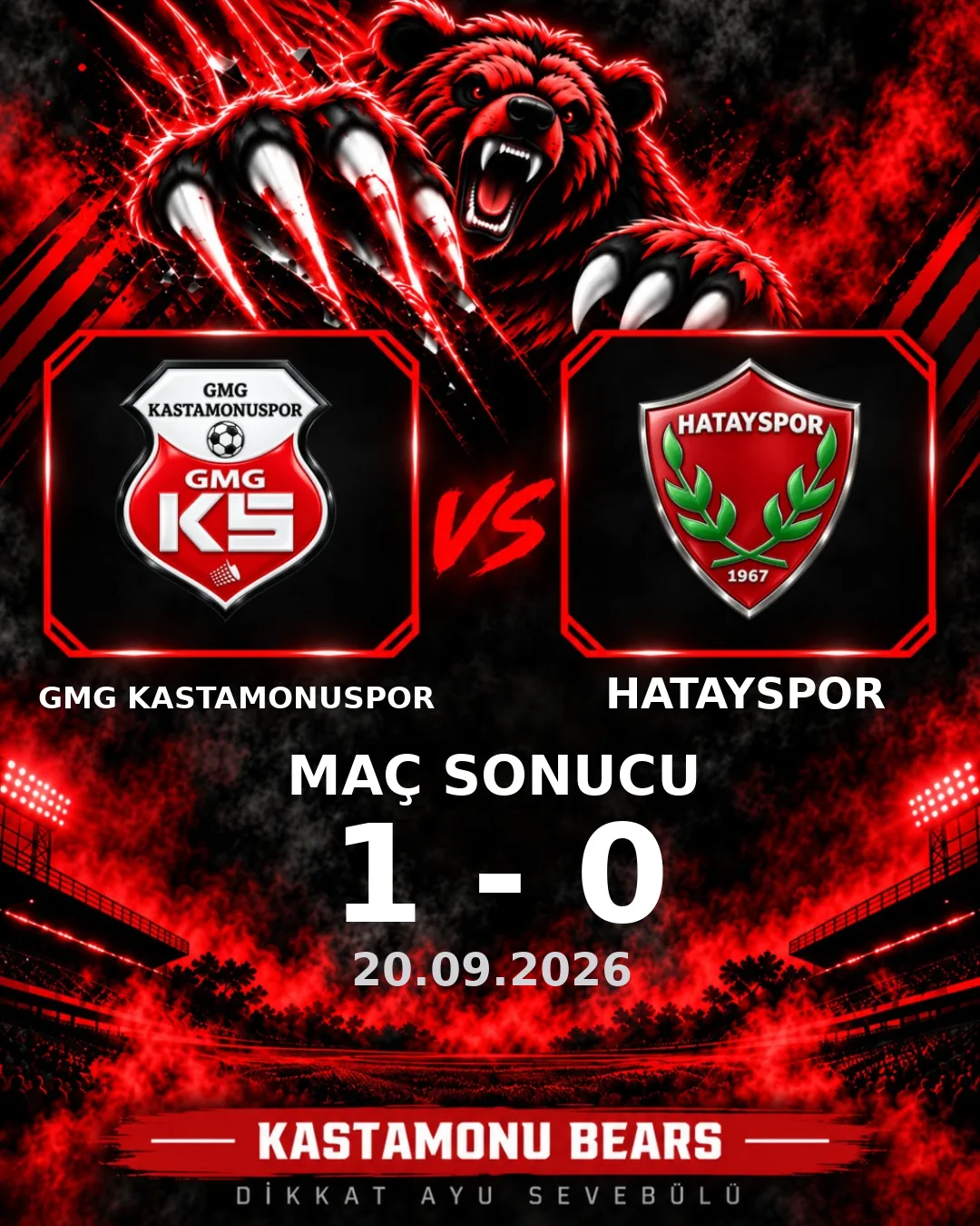 GMG KASTAMONUSPOR, HATAYSPOR karşısında kazandı: 1-0
