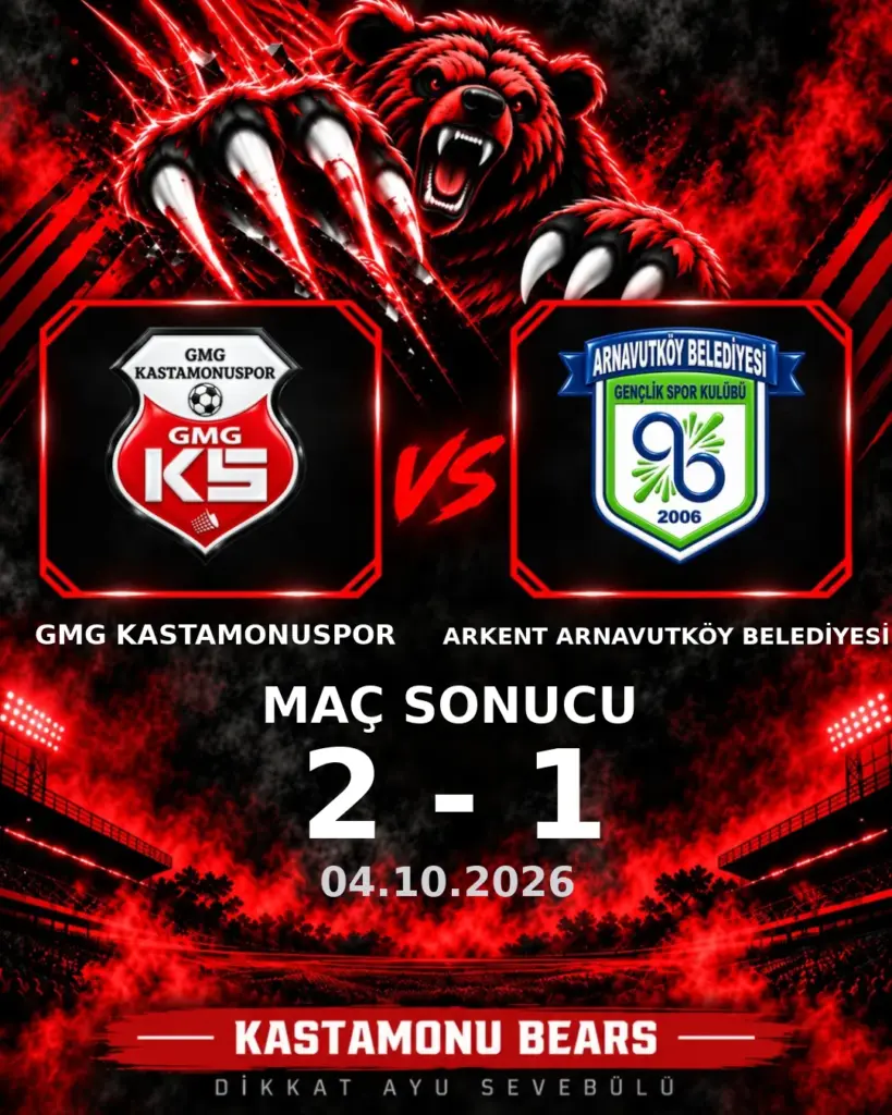 GMG KASTAMONUSPOR, ARKENT ARNAVUTKÖY BELEDİYESİ FUTBOL SK karşısında kazandı: 2-1