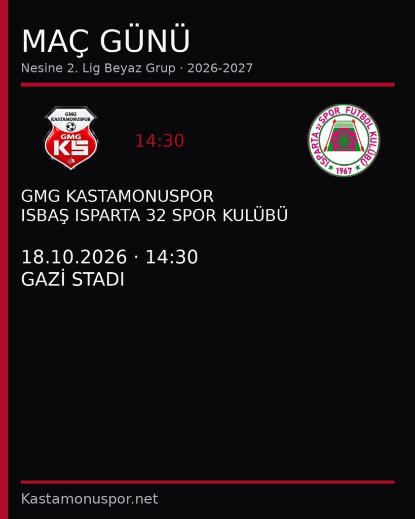 MAÇ GÜNÜ: GMG KASTAMONUSPOR – ISBAŞ ISPARTA 32 SPOR KULÜBÜ